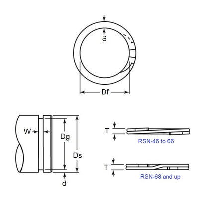 Anello a spirale esterno 66,68 x 2 mm - Grado a spirale in acciaio inossidabile 302 - Per impieghi gravosi - Albero 66,68 - MBA (confezione da 1)