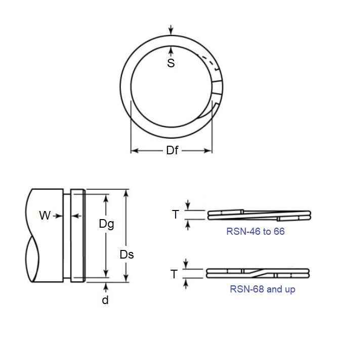 Anneau spiralé externe 53,98 x 2 mm - Spirale en acier inoxydable de qualité 302 - Robuste - Arbre 53,98 - MBA (Pack de 1)