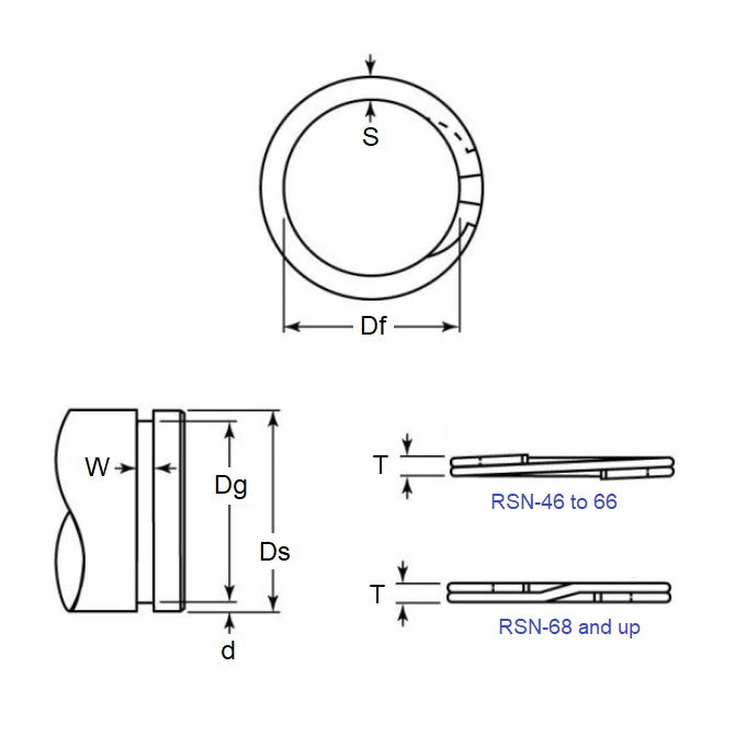 Anello a spirale esterno 11,91 x 0,64 mm - Acciaio per molle a spirale - Per impieghi gravosi - Albero 11,91 - MBA (confezione da 1)