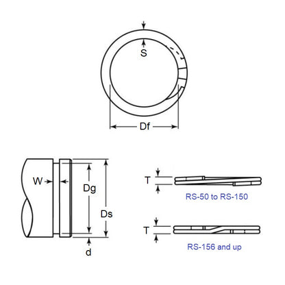 Anneau spiralé externe 52,37 x 1,25 mm - Spirale en acier inoxydable de qualité 302 - Usage moyen - Arbre 52,37 - MBA (Pack de 1)
