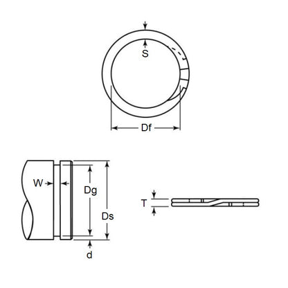 External Spiral Ring   15.88 x 0.9 mm  - Spiral Spring Steel - Medium - Heavy Duty - 15.88 Shaft - MBA  (Pack of 5)