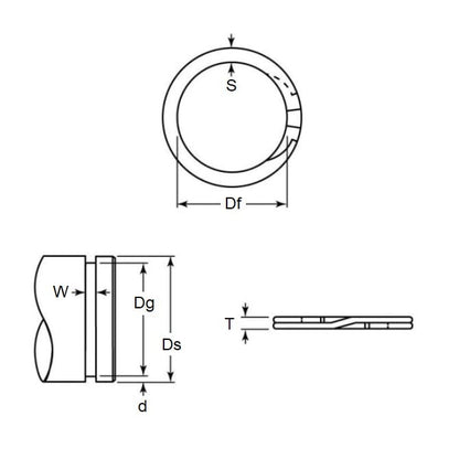 Anello a spirale esterno 114,3 x 2,82 mm - Acciaio per molle a spirale - Medio - Resistente - Albero 114,30 - MBA (confezione da 1)