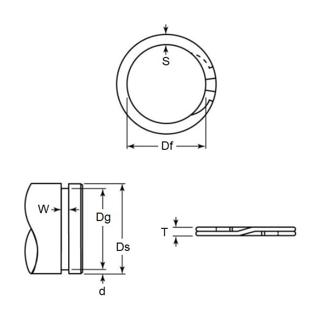 Anello a spirale esterno 58,72 x 2 mm - Acciaio per molle a spirale - Medio - Resistente - Albero 58,72 - MBA (confezione da 37)
