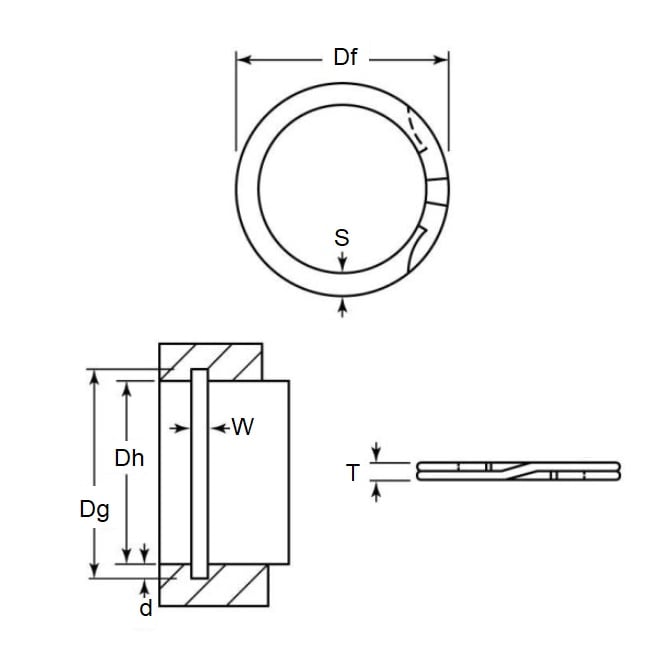 Anello a spirale interno 107,95 x 2,82 mm - Acciaio per molle a spirale - Medio - Impiego pesante - Foro alloggiamento 107,95 - MBA (confezione da 1)