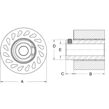 Durasoft Roller 101,60 x 23,37 x 25,4 mm - Poliuretano con montaggio su albero - Blu - MBA (confezione da 1)