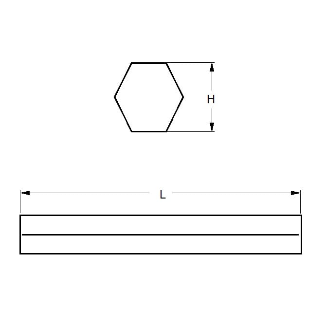 Hexagonal Bar    8 x 1000  - Rolled Titanium Gr2 - MBA  (1 Length)