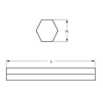 Hexagonal Bar   10 x 1000  - Drawn Titanium Gr2 - MBA  (1 Length)