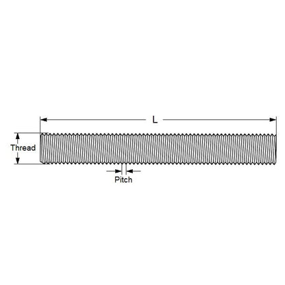 Perno a filettatura completa 8-32 UNC x 63,5 mm - acciaio a basso tenore di carbonio ed - MBA (confezione da 5)