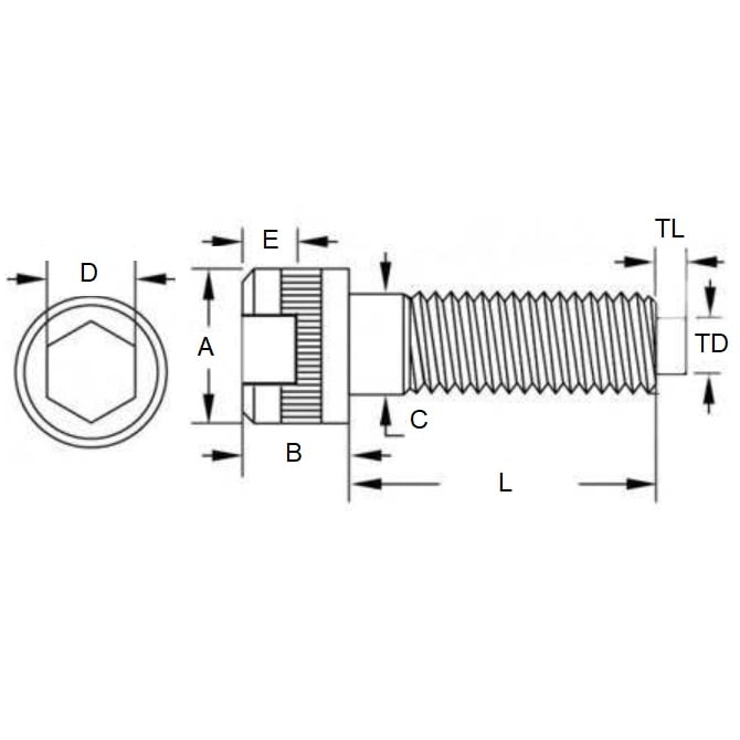 Vite 5/16-18 UNC x 38,1 mm in acciaio legato - presa con punta in nylon - MBA (confezione da 2)
