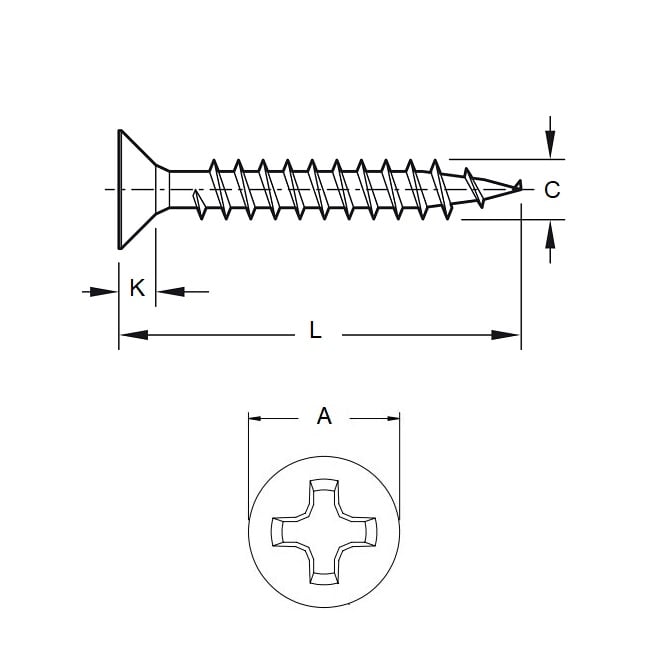 Self Tapping Screw    4.17 x 31.8 mm 304 Stainless - Countersunk Philips - MBA  (Pack of 10)
