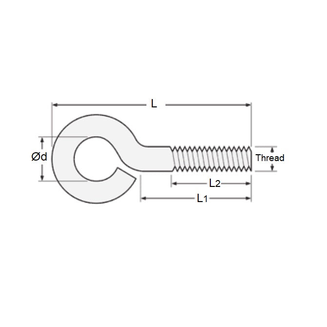 Eye Bolt    3/8-16 UNC x 76.2 x 38.1 mm  - Bent Stainless Steel - MBA  (Pack of 1)