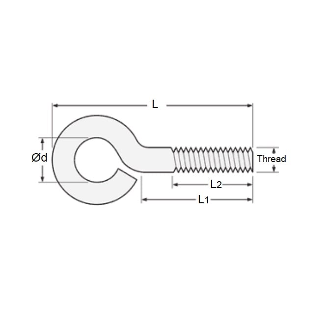 Eye Bolt    5/16-18 UNC x 101.6 x 50.8 mm  - Bent Stainless Steel - MBA  (Pack of 1)