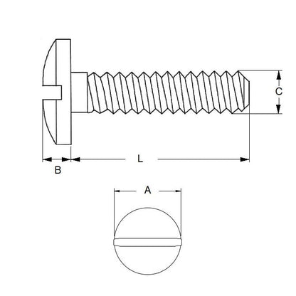 Screw 2BA x 25.4 mm Zinc Plated Steel - Fillister Head Slotted - MBA  (Pack of 100)