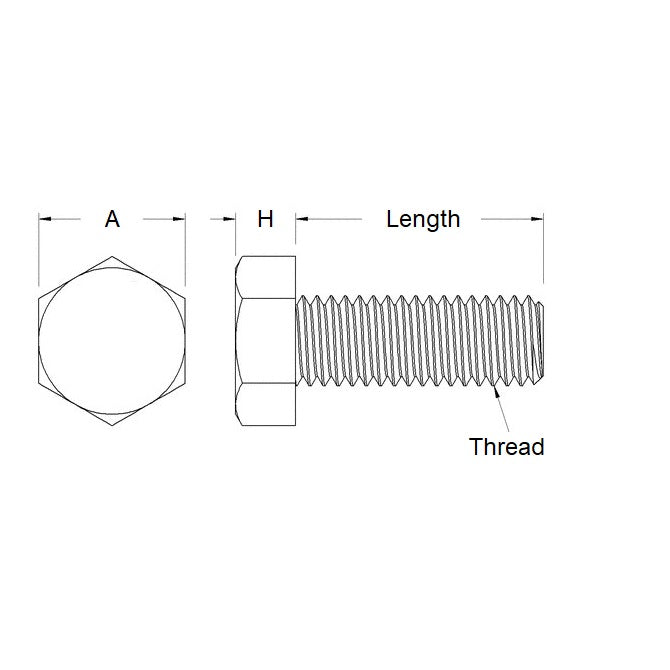 Screw    M10 x 100 mm  -  Zinc Plated Steel - Hex Head - MBA  (Pack of 5)