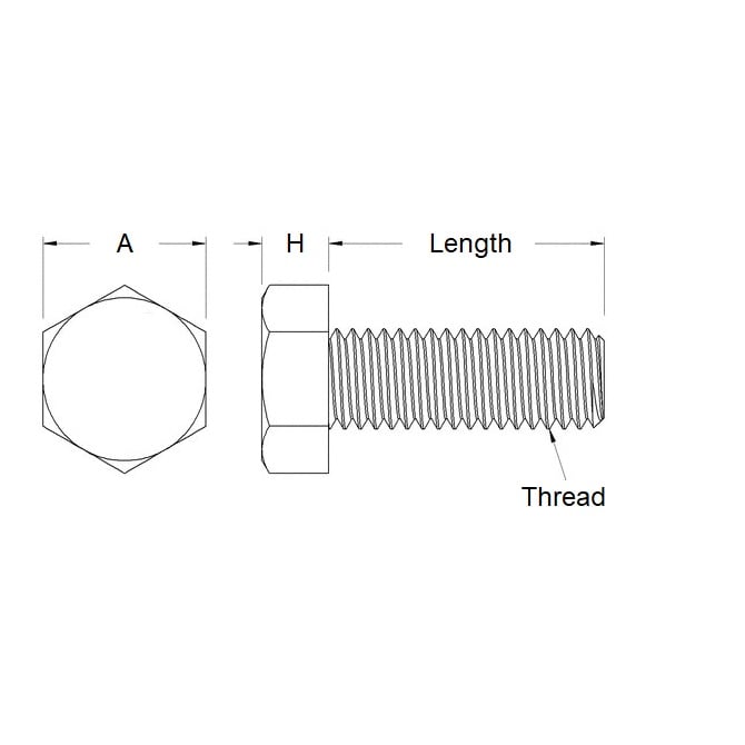 Screw    M10 x 12 mm  -  Zinc Plated Steel - Hex Head - MBA  (Pack of 50)