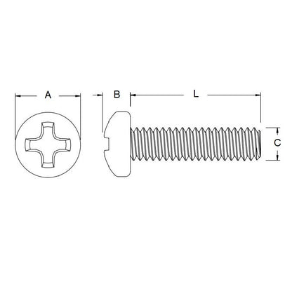 Screw    M5 x 6 mm  -  Zinc Plated Steel - Pan Head Philips - MBA  (Pack of 100)