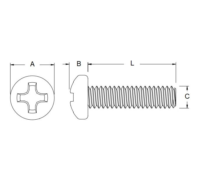 Screw    M4 x 12 mm  -  Titanium CP Grade 1 - Pan Head Philips - MBA  (Pack of 40)