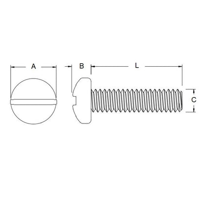 Vite M3 x 5 mm - Acciaio zincato - Testa cilindrica a taglio - MBA (confezione da 10)
