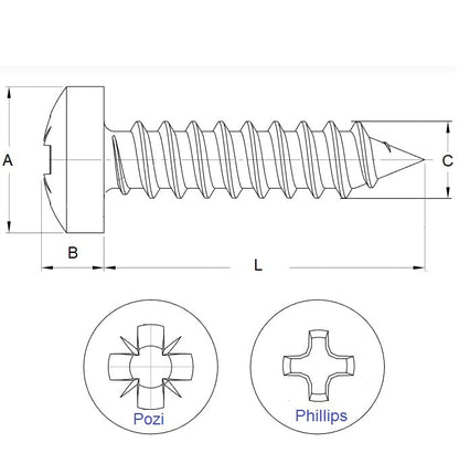 Vite autofilettante 3,5 x 6,4 mm - Acciaio zincato - Testa cilindrica Philips - MBA (confezione da 20)