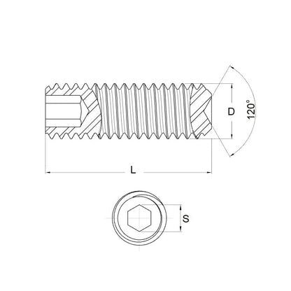Socket Set Grub Screw    M4 x 8 mm Titanium CP Grade 1 - Cup Point DIN916 - MBA  (Pack of 65)
