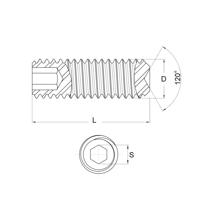 Socket Set Grub Screw    1/4-28 UNF x 8 mm Titanium Ti-Gr5/Ti-6AI4v - Flat Tip - Fixed - DIN913 - DIN913 - MBA  (Pack of 100)