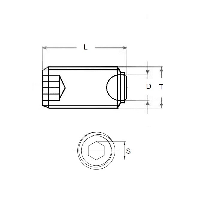 Socket Set Grub Screw M10 x 24.2 mm 440C Stainless - Aligning Flat Tip - MBA  (Pack of 1)