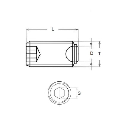 Socket Set Grub Screw M10 x 24.2 mm 440C Stainless - Aligning Flat Tip - MBA  (Pack of 1)