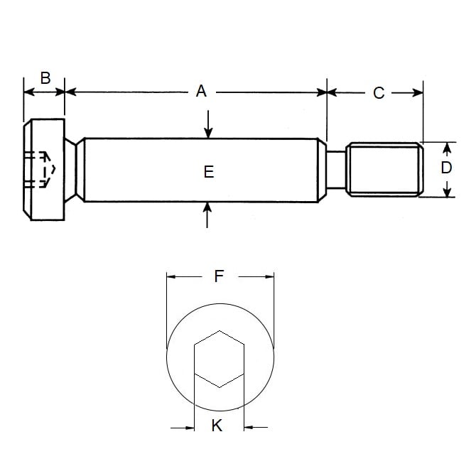 Screw    6.35 x 3.180 mm x 10-32 UNF 303 Stainless Steel - Shoulder Socket Head - MBA  (Pack of 50)