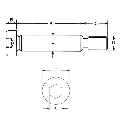Screw    4.762 x 25.4 mm x 8-32 UNC 303 Stainless Steel - Shoulder Socket Head - MBA  (Pack of 50)