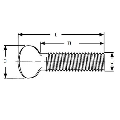 Thumb Screw 1/4-20 BSW x 19.10 mm Steel - Flat Key Head - MBA  (Pack of 100)