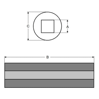 Square Hole Sleeve    9.525 x 17.463 x 63.500 mm  - Plain Hardened - MBA  (Pack of 1)