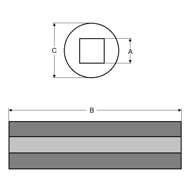 Square Hole Sleeve   22.225 x 38.1 x 101.6 mm  - Plain Hardened - MBA  (Pack of 1)