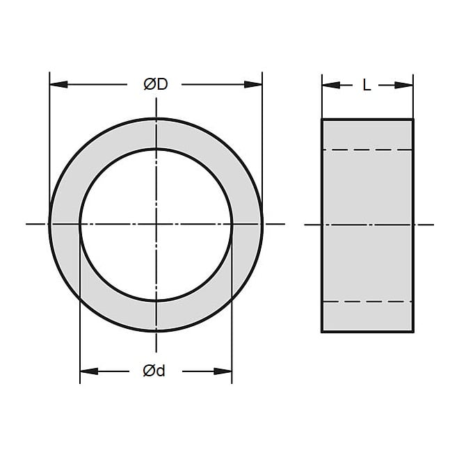 Round Spacer    4.88 x 7.938 x 19.05 mm  - Through Bore Aluminium - MBA  (Pack of 96)