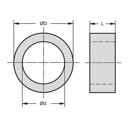 Round Spacer    4.32 x 9.525 x 6.35 mm  - Through Bore Aluminium - MBA  (Pack of 20)