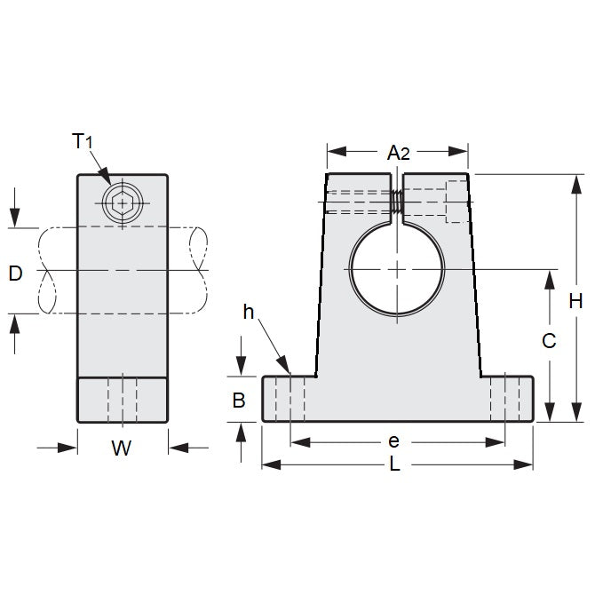 Shaft Support Blocks    6.35 mm  - Two Bolt Pedestal - MBA  (Pack of 2)
