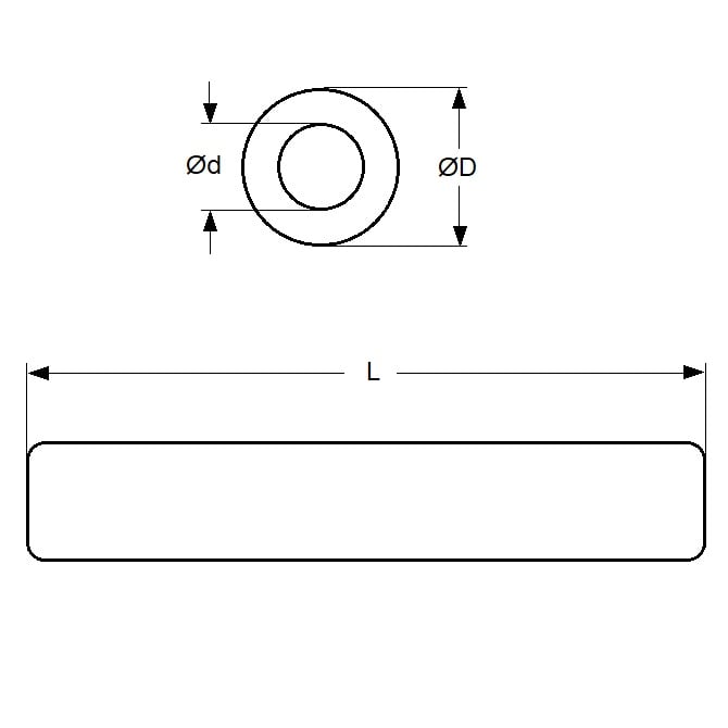 Tube Rond 2 x 1,10 x 300 mm - Laiton - MBA (1 Paquet de 4 Par Carte)