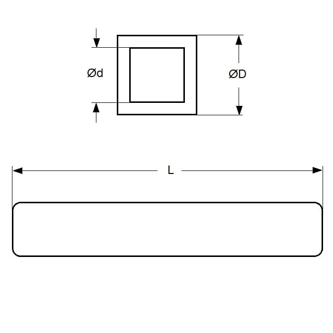 Tubo quadrato 2 x 1,10 x 300 mm - Ottone - MBA (1 confezione da 2 per scheda)