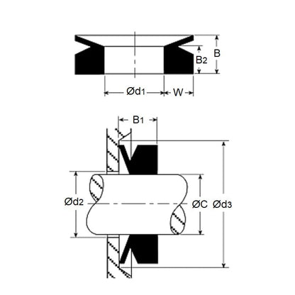 V-Rings 4.5 - 5.5 VA0005 mm  - V-Rings - Nitrile - MBA  (Pack of 1)