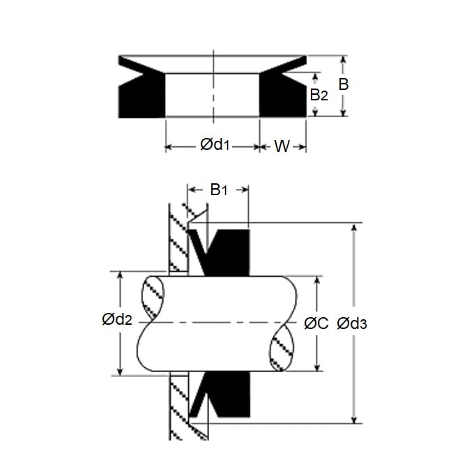 V-Rings 2.70 - 3.5 VA0003 mm  - V-Rings - Nitrile - MBA  (Pack of 6)
