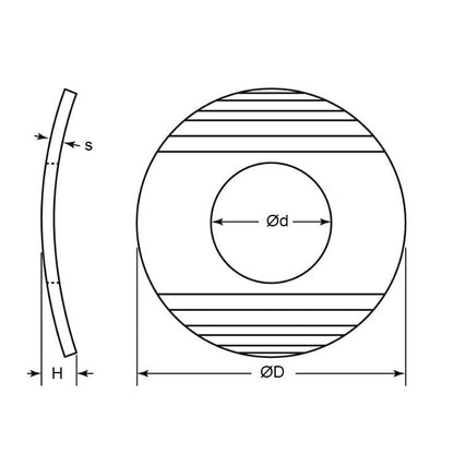 Rondella elastica 3,18 x 6,4 x 0,71 mm - Grado inossidabile 301 curvo - MBA (confezione da 1)