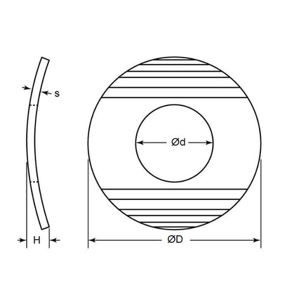 Rondella elastica 6,35 x 12,7 x 1,6 mm - Grado inossidabile 301 curvo - MBA (confezione da 1)