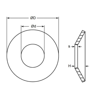 Rondelle Ressort Disque 10 x 3 x 0,3 mm - Acier à Ressort Carbone - MBA (Pack de 5)