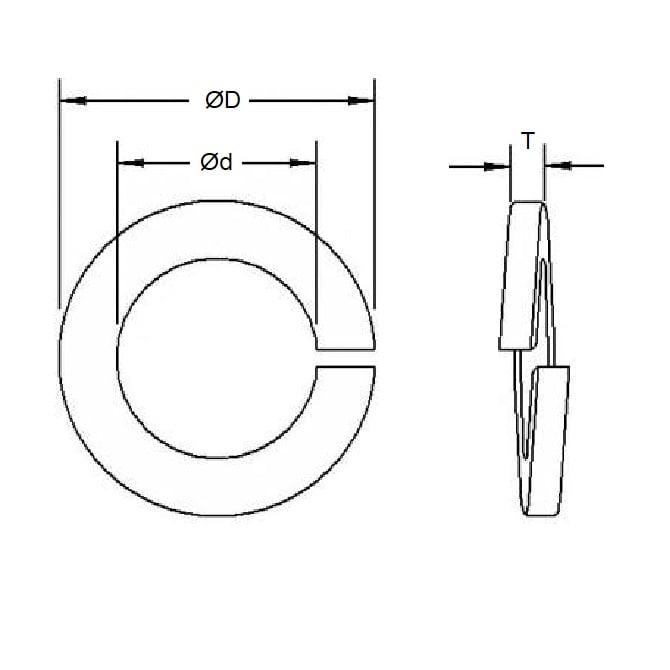 Lock Washer    8 x 12.7 x 2 mm  - Split Spring Steel - MBA  (Pack of 50)