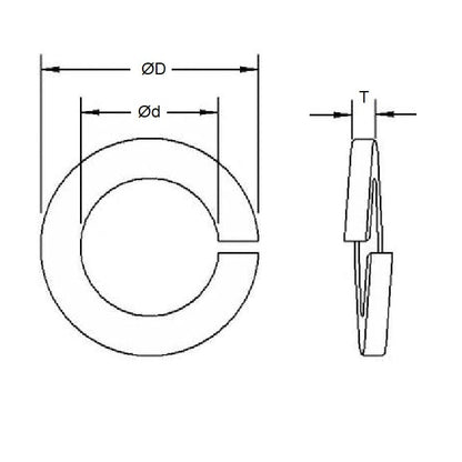 Rondelle de blocage 2,5 x 5,1 x 0,6 mm - Acier à ressort fendu - MBA (Pack de 60)