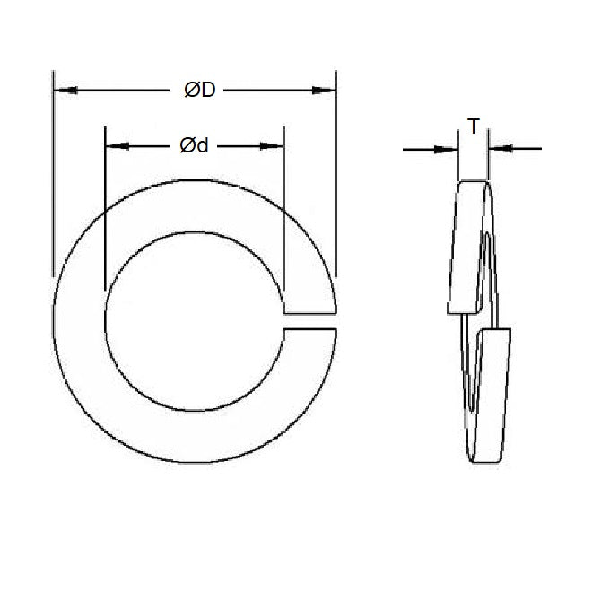 Lock Washer    6.35 x 11.2 x 1.6 mm  - Split Mild Steel Zinc Plated - MBA  (Pack of 20)