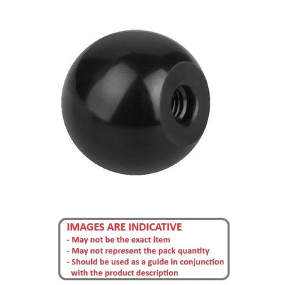 Bouton à bille 5/8-18 UNF x 47,62 mm - Fileté phénolique - Noir - Femelle - MBA (Pack de 1)