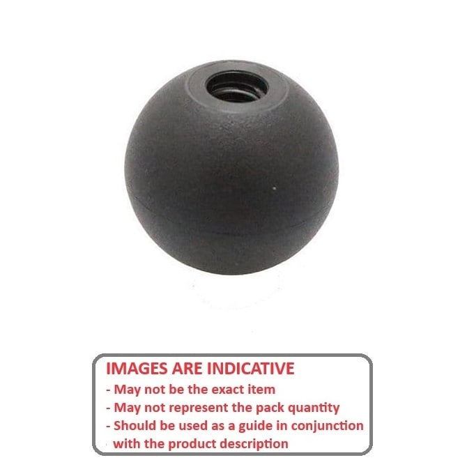 Pomello a sfera M6 x 25 mm - Inserto filettato in plastica termoplastica - Femmina - MBA (confezione da 1)