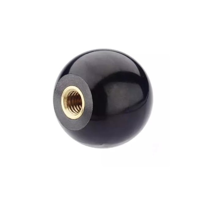 Pomello a sfera M6 x 25 mm - Fenolico filettato - Nero - Femmina - MBA (confezione da 1)