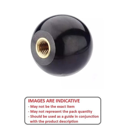 Ball Knob    M12 x 48 mm  - Threaded Phenolic - Black - Female - MBA  (Pack of 1)