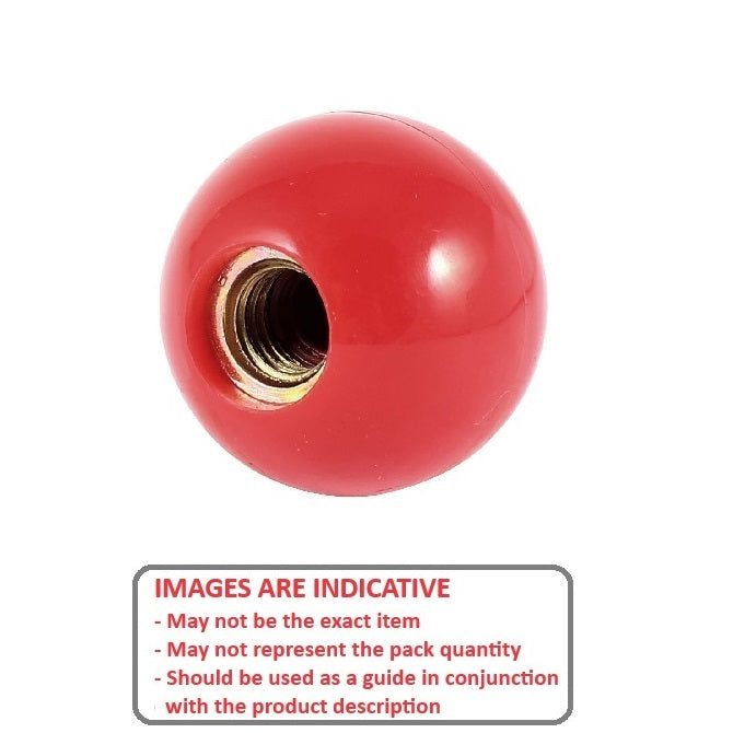 Pomello a sfera 1/2-13 UNC x 34,93 mm - Fenolico filettato - Rosso - Femmina - MBA (confezione da 1)